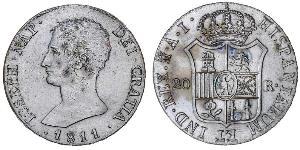 20 Real Kingdom of Spain (1808 - 1813) Argent Joseph Bonaparte