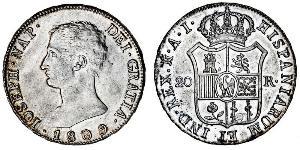 20 Real Kingdom of Spain (1808 - 1813) Argent Joseph Bonaparte