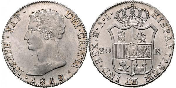 20 Real Kingdom of Spain (1808 - 1813) Argento Giuseppe Bonaparte