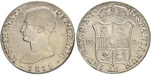 20 Real Kingdom of Spain (1808 - 1813) Plata José I Bonaparte