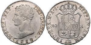 20 Real Kingdom of Spain (1808 - 1813) Plata José I Bonaparte