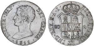 20 Real Kingdom of Spain (1808 - 1813) Plata José I Bonaparte