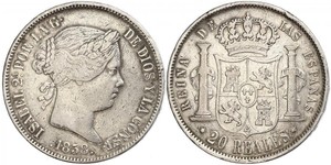 20 Real Kingdom of Spain (1814 - 1873) Plata Isabella II of Spain (1830- 1904)