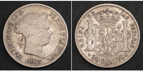 20 Real Kingdom of Spain (1814 - 1873) Plata Isabella II of Spain (1830- 1904)