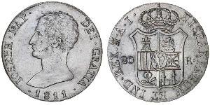 20 Real Kingdom of Spain (1808 - 1813) Silber Joseph Bonaparte