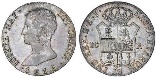 20 Real Kingdom of Spain (1808 - 1813) Silber Joseph Bonaparte