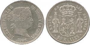 20 Real Kingdom of Spain (1814 - 1873) Silver Isabella II of Spain (1830- 1904)