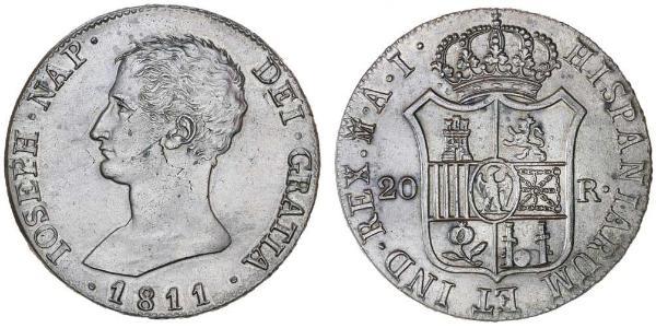 20 Real Kingdom of Spain (1808 - 1813) 銀 约瑟夫·波拿巴