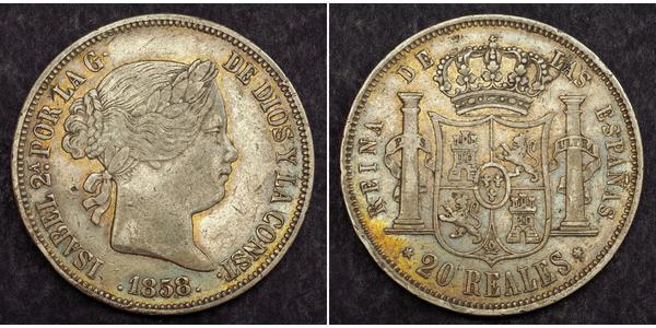 20 Real Kingdom of Spain (1814 - 1873) 銀 Isabella II of Spain (1830- 1904)
