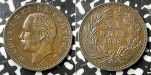 20 Reis Reino de Portugal (1139-1910) Bronce Luis I de Portugal (1838 - 1889)