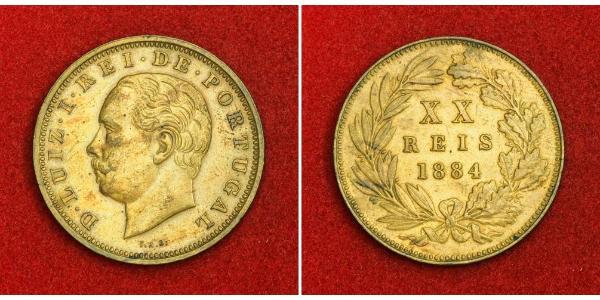 20 Reis Reino de Portugal (1139-1910) Bronce Luis I de Portugal (1838 - 1889)