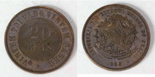 20 Reis Brasilien Bronze 