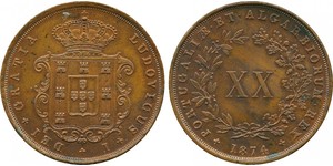 20 Reis Reino de Portugal (1139-1910) Cobre Luis I de Portugal (1838 - 1889)