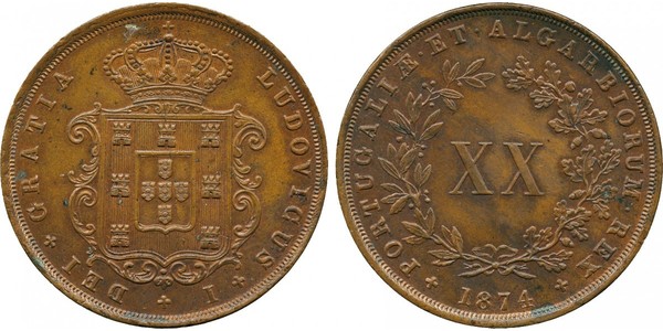 20 Reis Reino de Portugal (1139-1910) Cobre Luis I de Portugal (1838 - 1889)