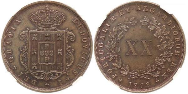 20 Reis Reino de Portugal (1139-1910) Cobre Luis I de Portugal (1838 - 1889)
