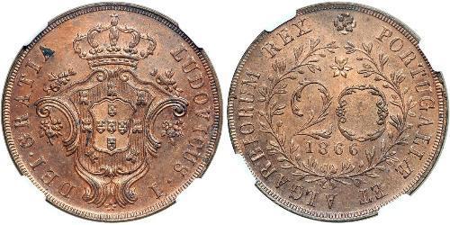 20 Reis Açores / Royaume de Portugal (1139-1910) Cuivre 