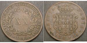 20 Reis Royaume de Portugal (1139-1910) Cuivre Marie II de Portugal (1819-1853)