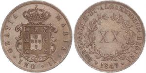 20 Reis Regno del Portogallo (1139-1910) Rame Maria II del Portogallo (1819-1853)