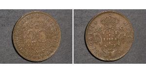 20 Reis 葡萄牙王國 (1139 - 1910) / 亚速尔群岛 銅 