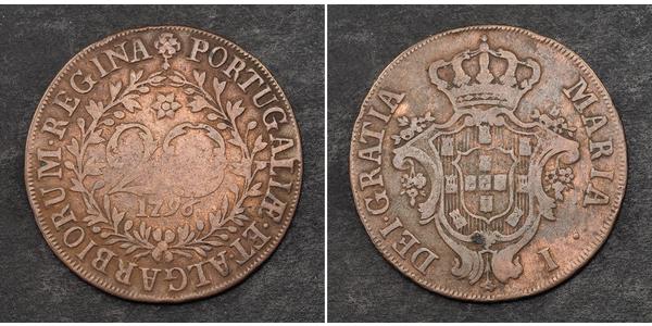 20 Reis 葡萄牙王國 (1139 - 1910) / 亚速尔群岛 銅 Maria I of Portugal (1734-1816)
