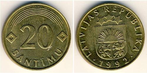 20 Santims Letonia (1991 - ) Latón 