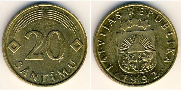 20 Santims Lettland (1991 - ) Messing 