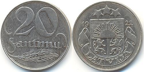 20 Santims Letlönj Nickel 