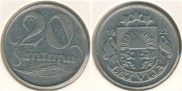 20 Santims Латвия Никель 