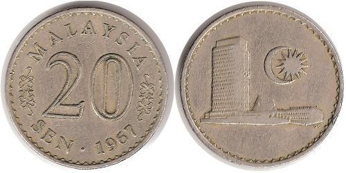 20 Sen Malaisie (1957 - ) Cuivre/Nickel 