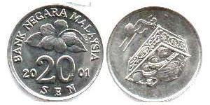 20 Sen Malaysia (1957 - ) Kupfer/Nickel 