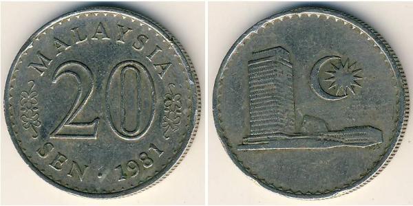 20 Sen Malaysia (1957 - ) Kupfer/Nickel 