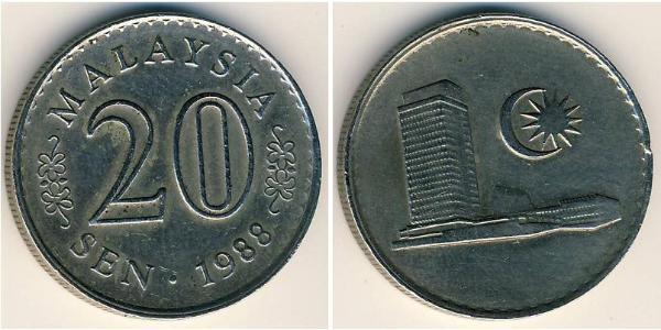 20 Sen Malaysia (1957 - ) Kupfer/Nickel 