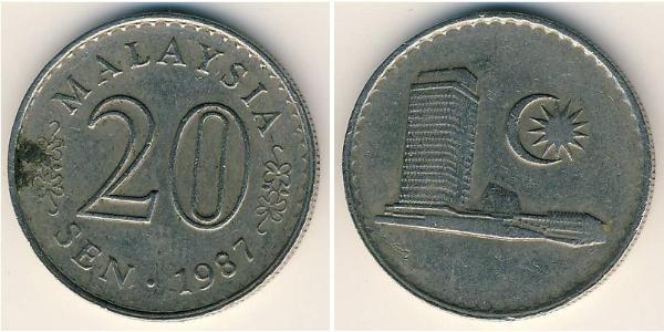 20 Sen Malaysia (1957 - ) Kupfer/Nickel 