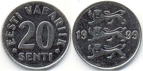 20 Sent Estonie (1991 - ) Acier/Nickel 