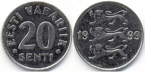 20 Sent Estland (1991 - ) Nickel/Stahl 