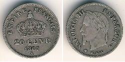 20 Sent Segundo Imperio francés (1852-1870) Plata Napoleon III (1808-1873)
