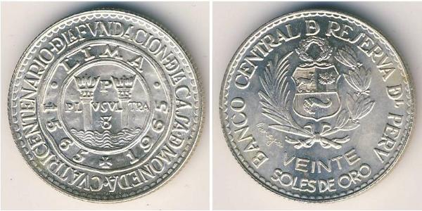 20 Sol Peru Silber 