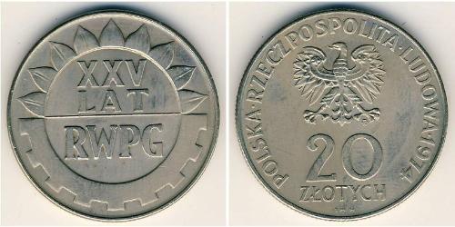 20 Zloty Volksrepublik Polen (1952-1990) Kupfer/Nickel 