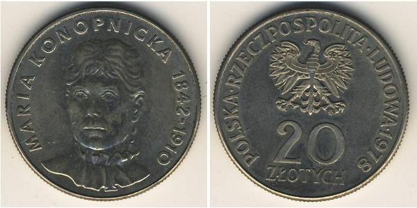 20 Zloty República Popular de Polonia (1952-1990) Níquel/Cobre 