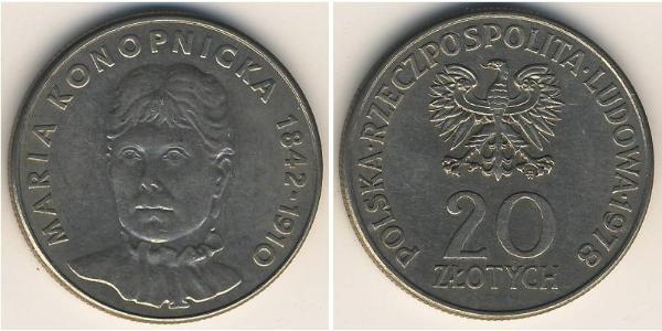 20 Zloty República Popular de Polonia (1952-1990) Níquel/Cobre 