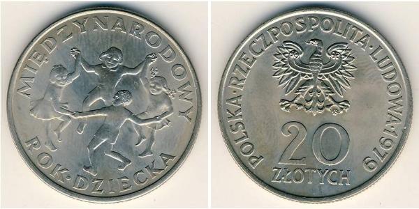 20 Zloty República Popular de Polonia (1952-1990) Níquel/Cobre 