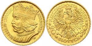 20 Zloty Segunda República Polaca (1918 - 1939) Oro 