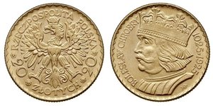 20 Zloty Segunda República Polaca (1918 - 1939) Oro 