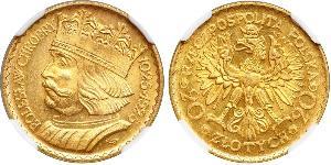 20 Zloty Segunda República Polaca (1918 - 1939) Oro 