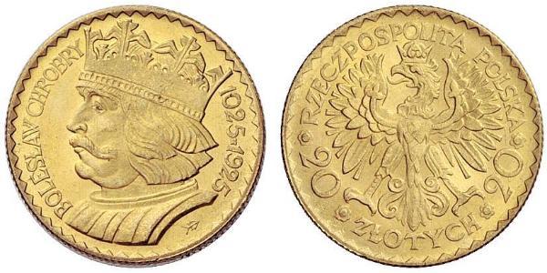 20 Zloty Segunda República Polaca (1918 - 1939) Oro 