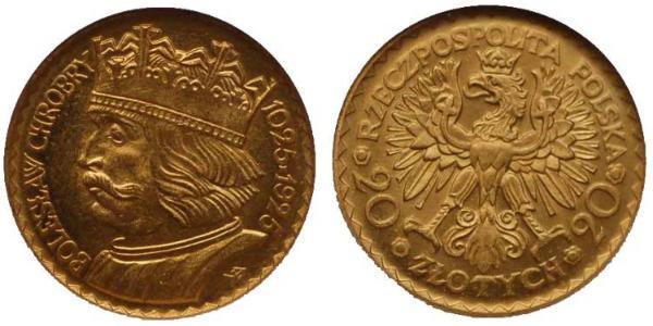 20 Zloty 波兰第二共和国 (1918 - 1939) 金 