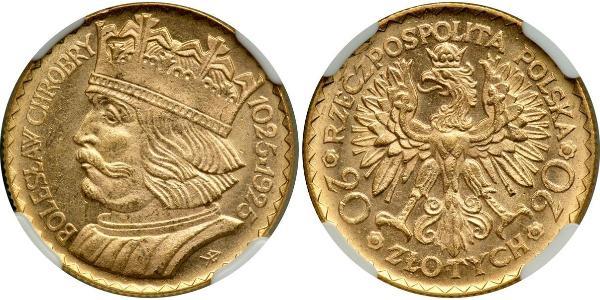 20 Zloty 波兰第二共和国 (1918 - 1939) 金 