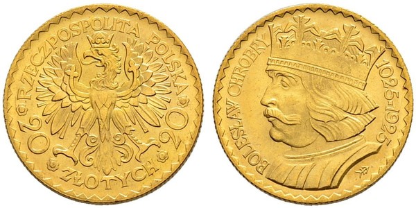 20 Zloty 波兰第二共和国 (1918 - 1939) 金 