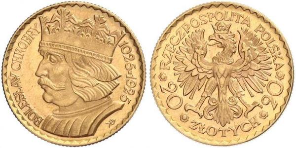 20 Zloty 波兰第二共和国 (1918 - 1939) 金 