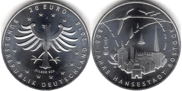 20 Євро Федеративна Республіка Німеччина (1990 - ) Срібло 